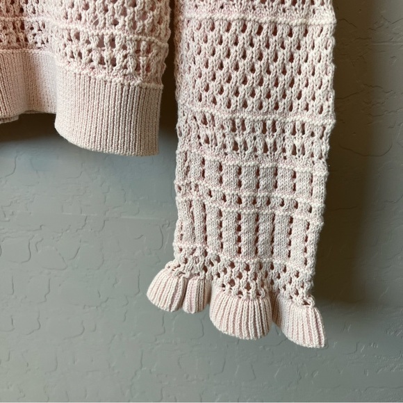 DH tennis pullover sweater, pointelle knit, baby pink w. white cableknit detail - Picture 6 of 11